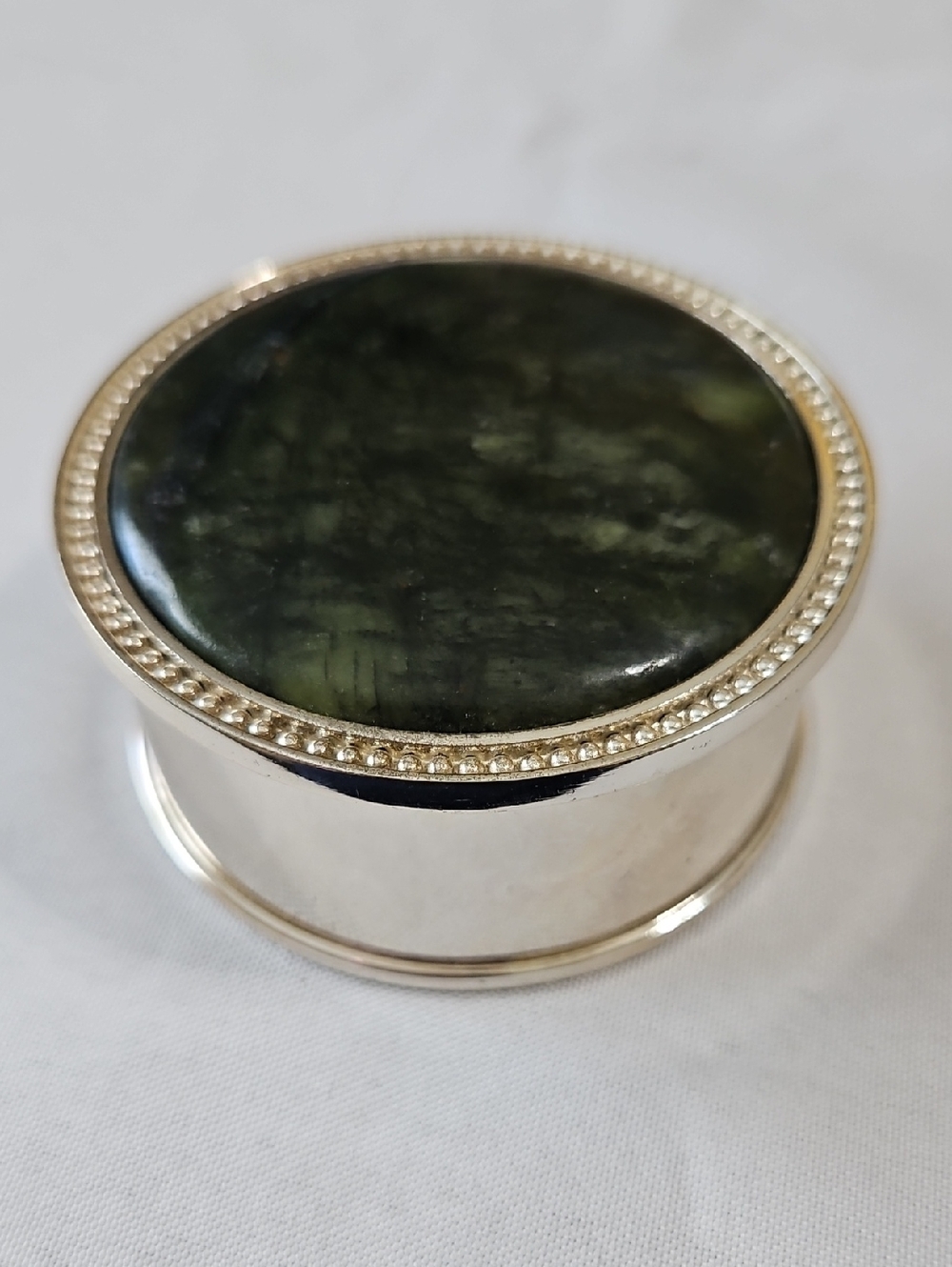 Connemara Marble Round Silver Trinket Box
